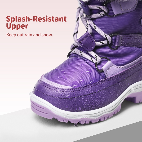 Kids Non-Slip Fur Lined Snow Boots - PURPLE - 2